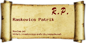 Raskovics Patrik névjegykártya